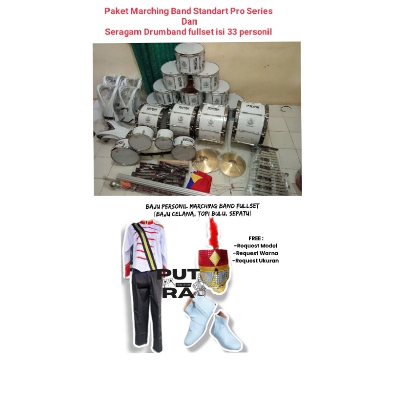 PAKET MARCHING BAND STANDAR PRO SERRIES DAN SERAGAM MARCHING BAND SD SMP SMA