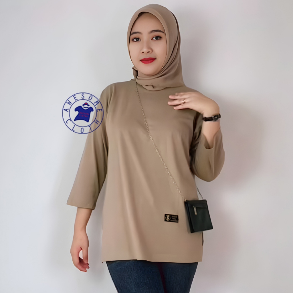 kaos polos oversize wanita kaos lengan 7 8 wanita oversize t shirt lengan panjang wanita katun tebal