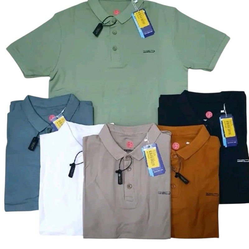 KAOS KRAH PICASSO ORIGINAL /KAOS BOS MUDA/ Kerah Santai Polo Casual Pendek Kancing Pria Distro Hitam