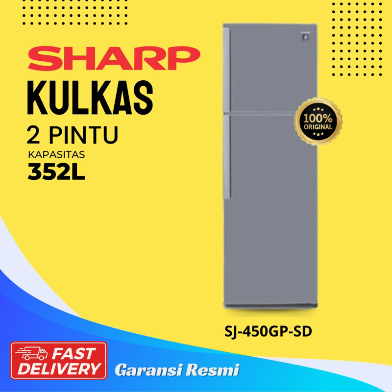 KULKAS SHARP SJ 450GP-SD KULKAS 2 PINTU J-Tech Inverter 352 LITER