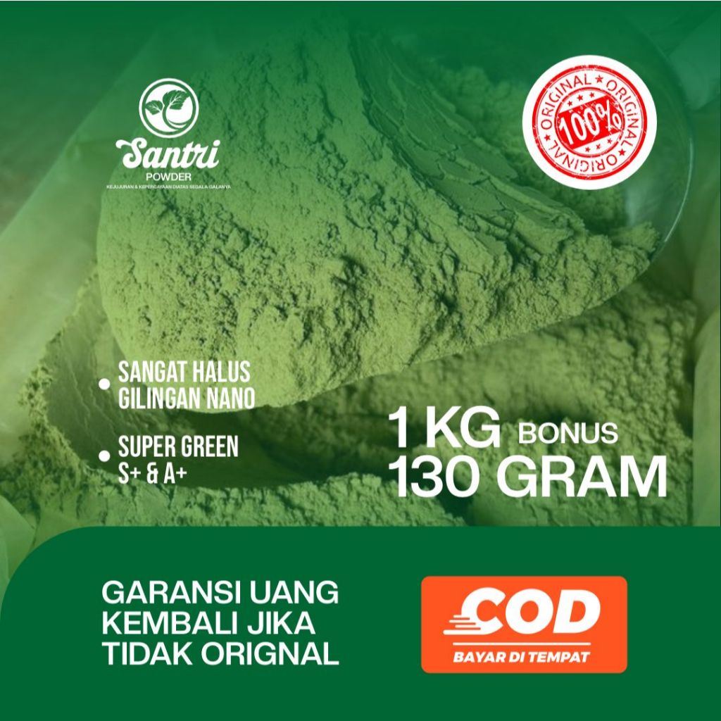 

Bubuk Hijau Asli Daun Purli dari Kalimanatan 100% Original, terdapat varian A+ dan S+