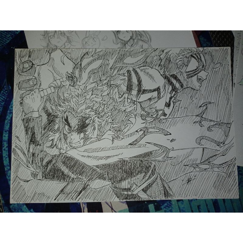 

Sketsa Kyojuro vs Akaza Kimetsu no Yaiba A5