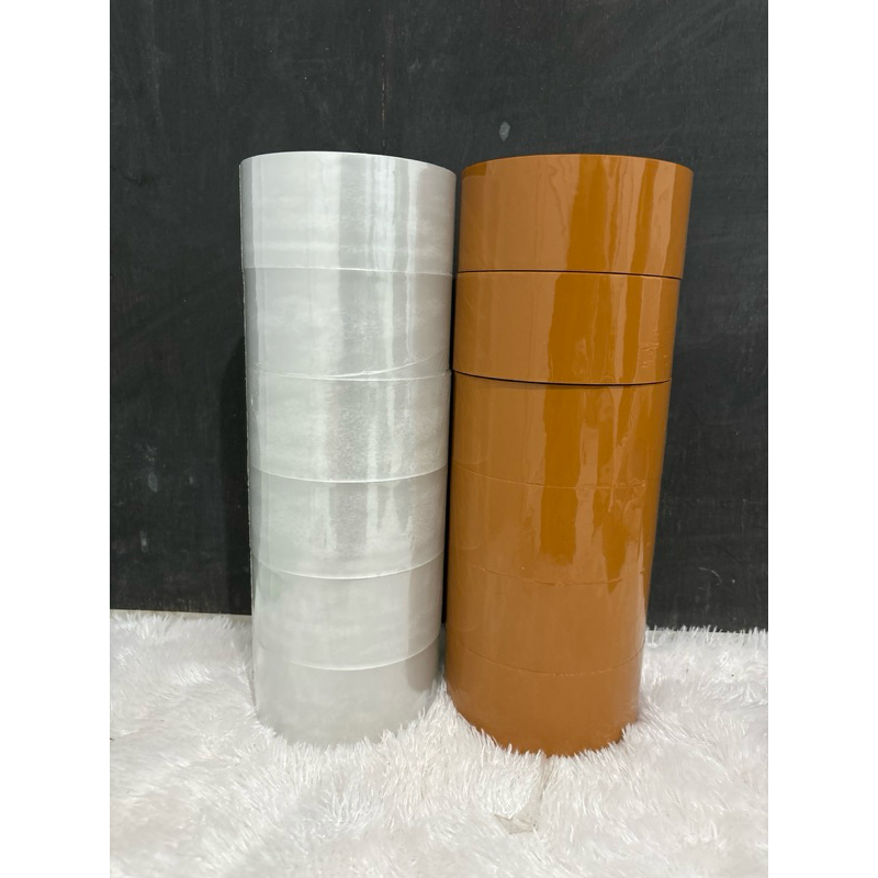 

LAKBAN /SELOTIP BENING DAN COKLAT uk 45x90yard 1lonjor isi 6lakban