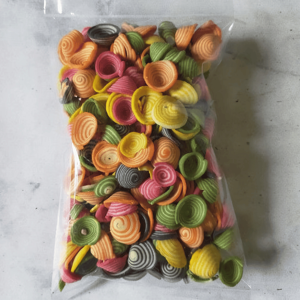 

Kuping Gajah Mini Rainbow 500 Gram / Kue Kuping Gajah Pelangi Mini Warna Warni