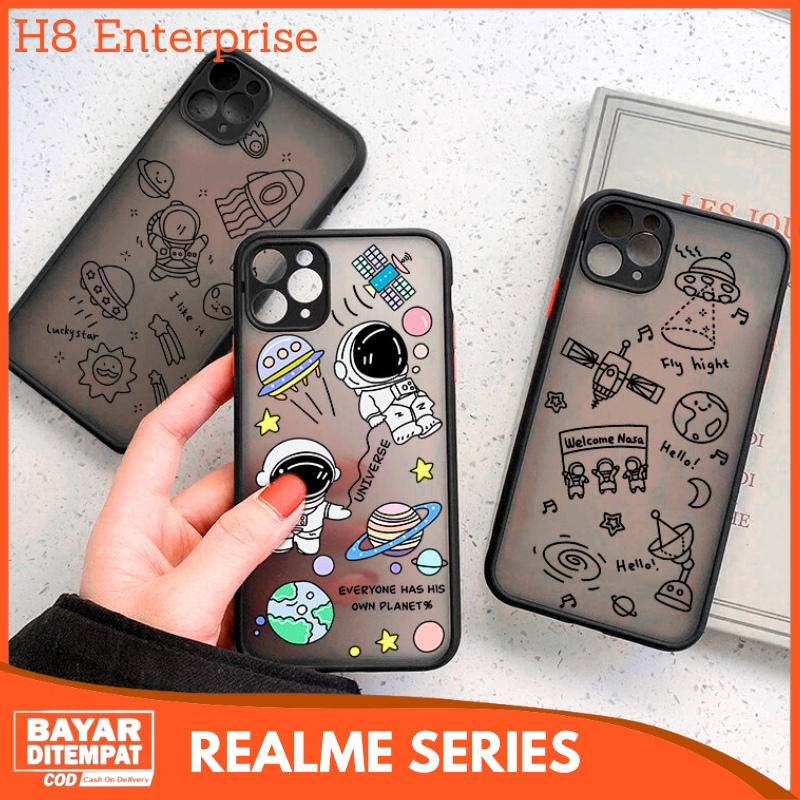 Case Nasa Space Astronot Realme C12 C21Y C25 C25S C11 2020 C25Y Narzo 20 30A Casing Laser Print Hybr