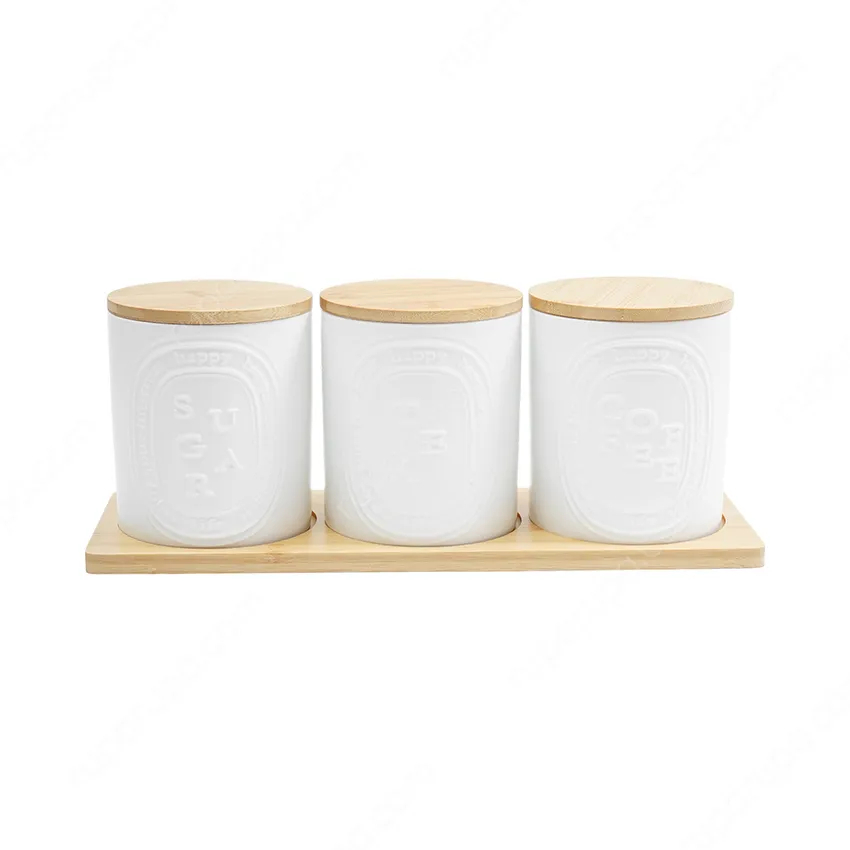 Appetite Set 3 Pcs Stoples Nampan Kayu Warna Putih Toples Porselen
