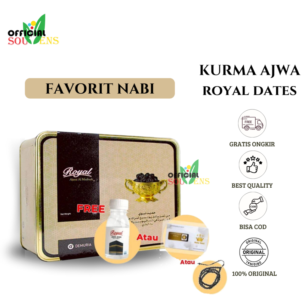 

Kurma ajwa royal dates premium 100%asli kurma nabi KEMASAN KALENG