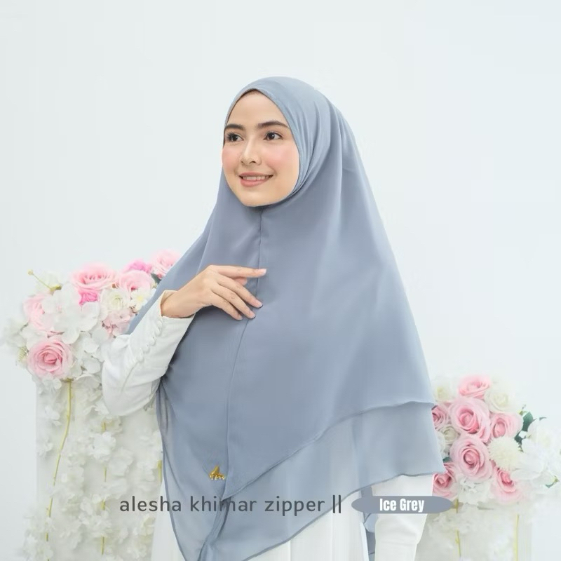 Alesha Khimar Zipper / Khimar Ceruty Babydoll Premium 2 Layer