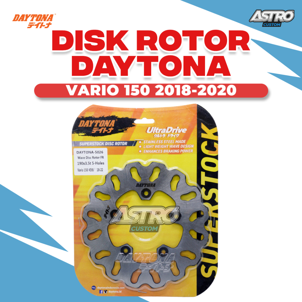 Piringan Cakram Depan Daytona Vario 150 LED 2018 2024 Lubang 5 K59 5026 Disc Brake Rem Cakram Racing