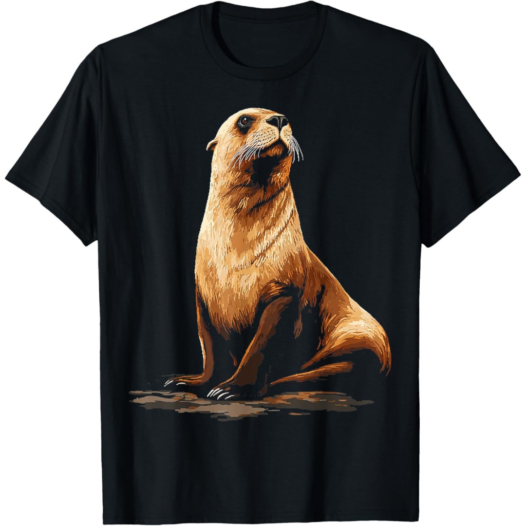 Kaos Motif Hewan Singa Laut Seni Singa Laut