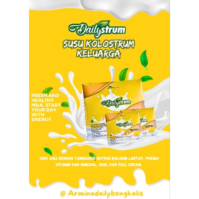 

Susu Kolostrum Dailystrum,Susu Keluarga cocok untuk semua kalangan. 100% susu murni dan dicampur dengan bahan alami.