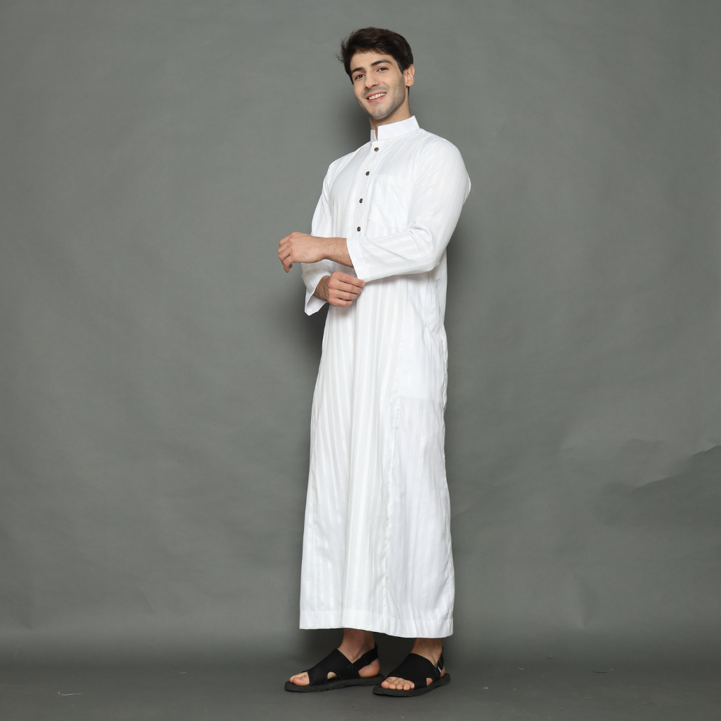 REV Jubah Pria Gamis Muslim Thobe Motif Salur