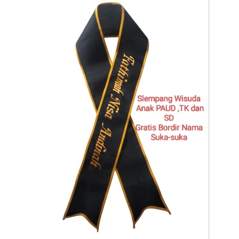 SELEMPANG WISUDA ANAK PAUD TK SD gratis bordir nama