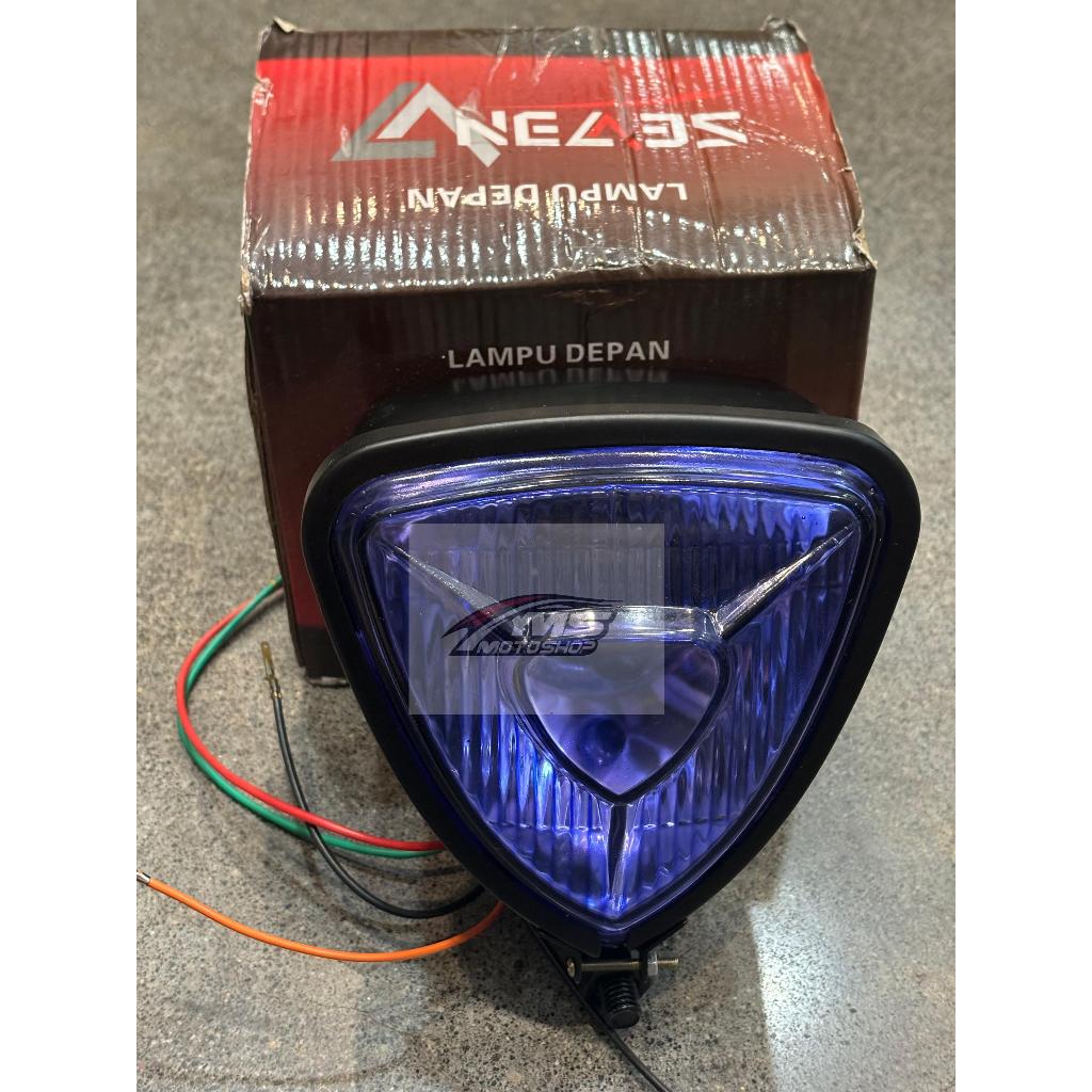 Reflektor Lampu Depan Headlamp Model Segitiga Triangle Motor Japstyle Custom Boober Merk Seven