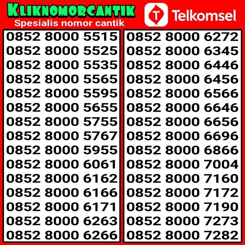 nomor cantik simpati 4G&5G Telkomsel Simpati seri 8000 A6