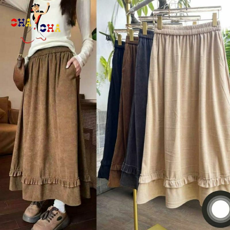 CHASHOP - ROK CORDUROY RUMBAI /ROK IMPORT CASUAL WANITA