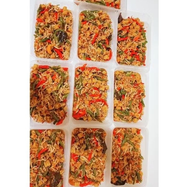 

oseng teri tempe Frozen,200gr± beku HALAL
