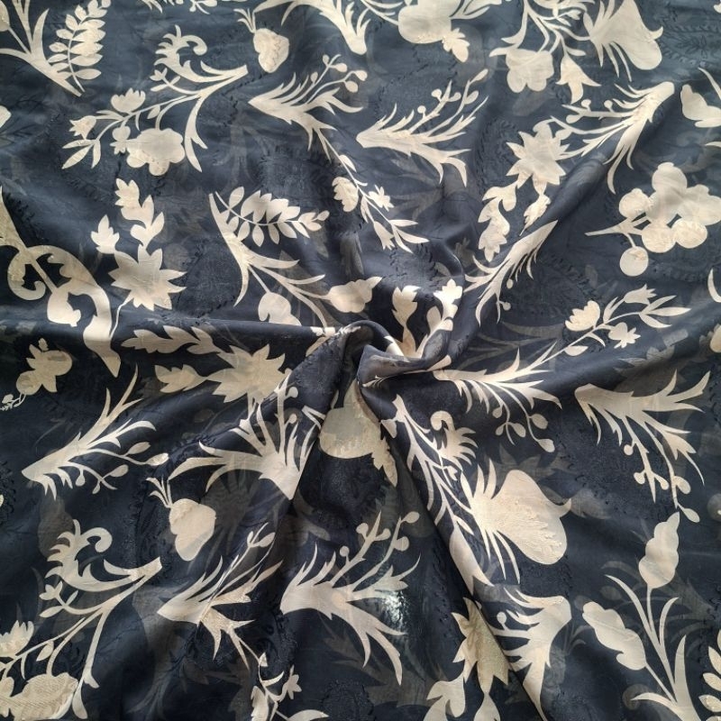 kain sifon rubiah motif bunga timbul / kain ceruty premium motif bunga
