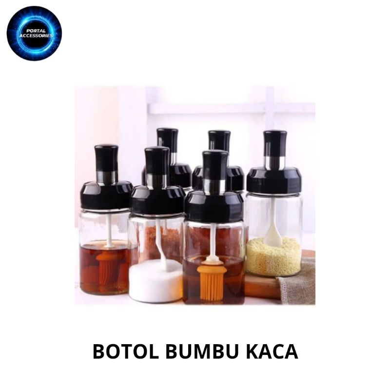 PAC Tempat Bumbu Kaca Estetik Anti tumpah Botol Bumbu