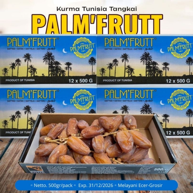 

KURMA TUNISIA TANGKAI PALMFRUTT KEMASAN BOX 500GR