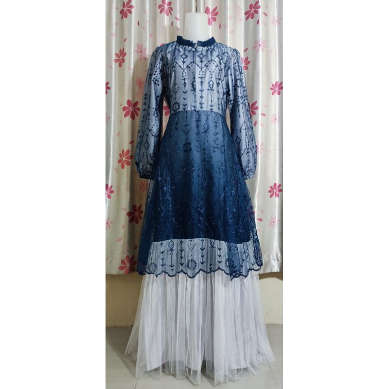 Gamis Brukat Gamis Navy Long Dress Brukat Dress Pesta Gamis Lebaran