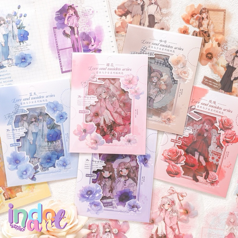 

(IAS) Sticker Set Deco Paper Journal Scrapbook Girl Lace Flower Anime Kpop Japanese Manga Chibi Cute Aesthetic Stylen