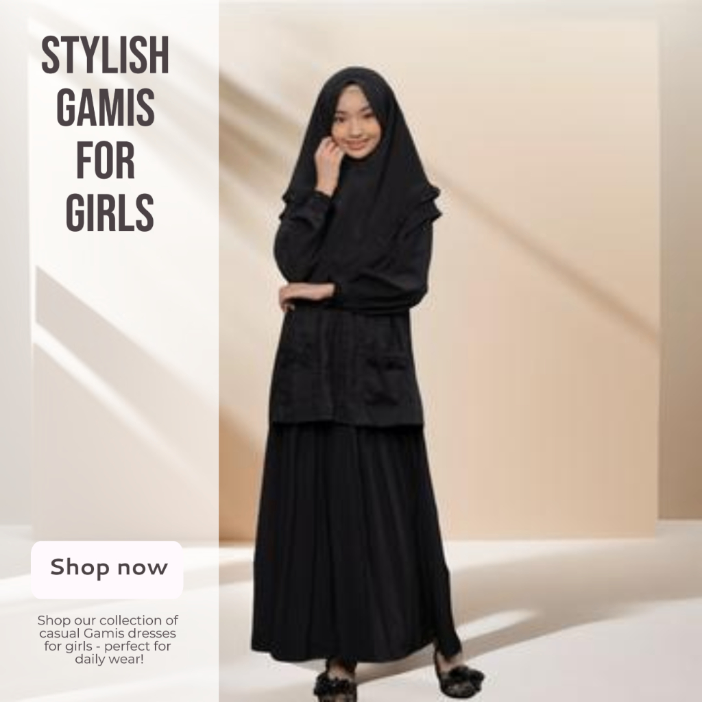 BAJU GAMIS ANAK NIBRAS LAIKA BLACK / GAMIS ANAK WARNA HITAM BAHAN LAVISKA WARNA HITAM