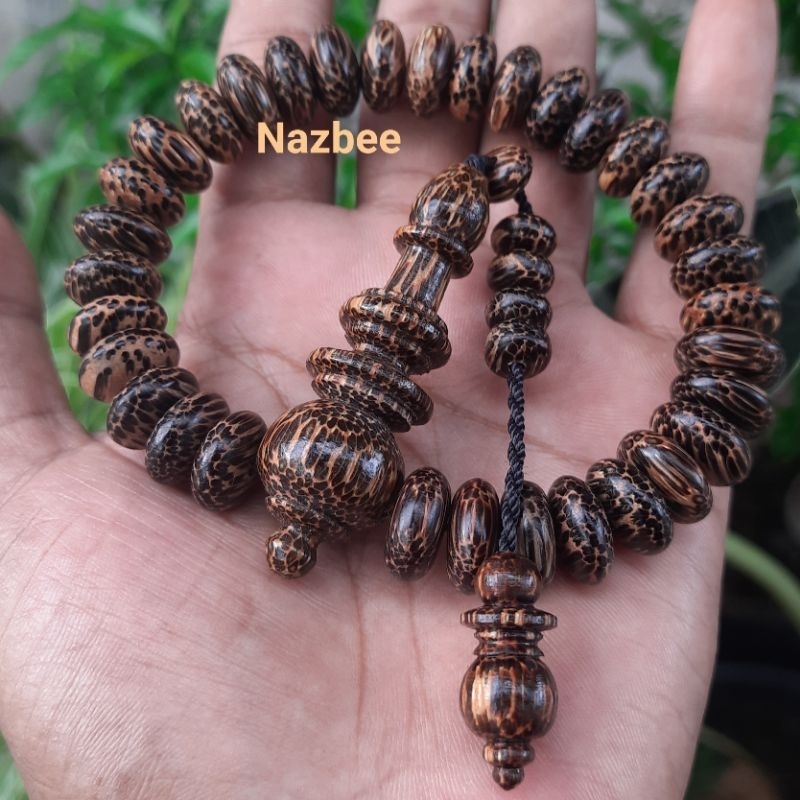 Tasbih Muslim 33 Kayu Liwung Macan Asli - 14mm