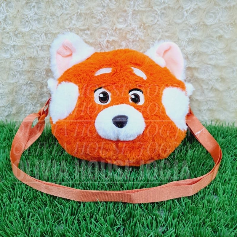 Tas Slempang Red Panda Bulu Sling Bag Red Panda Turning Red Tas Boneka Red Panda