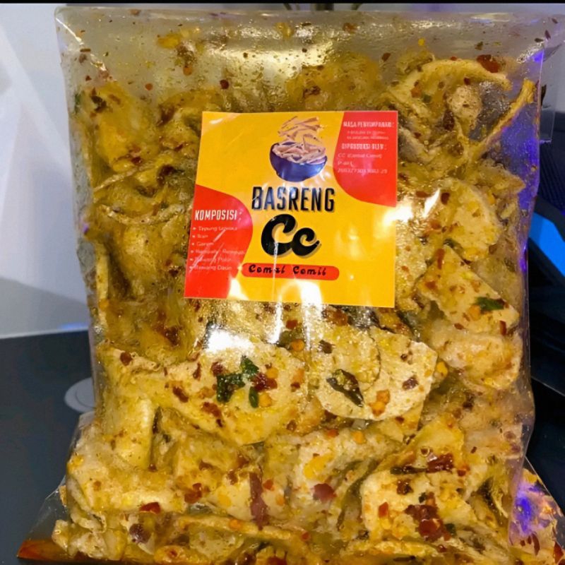 

Basreng Koin Pedas Gurih Daun Jeruk Bumbu Melimpah Cabe Asli
