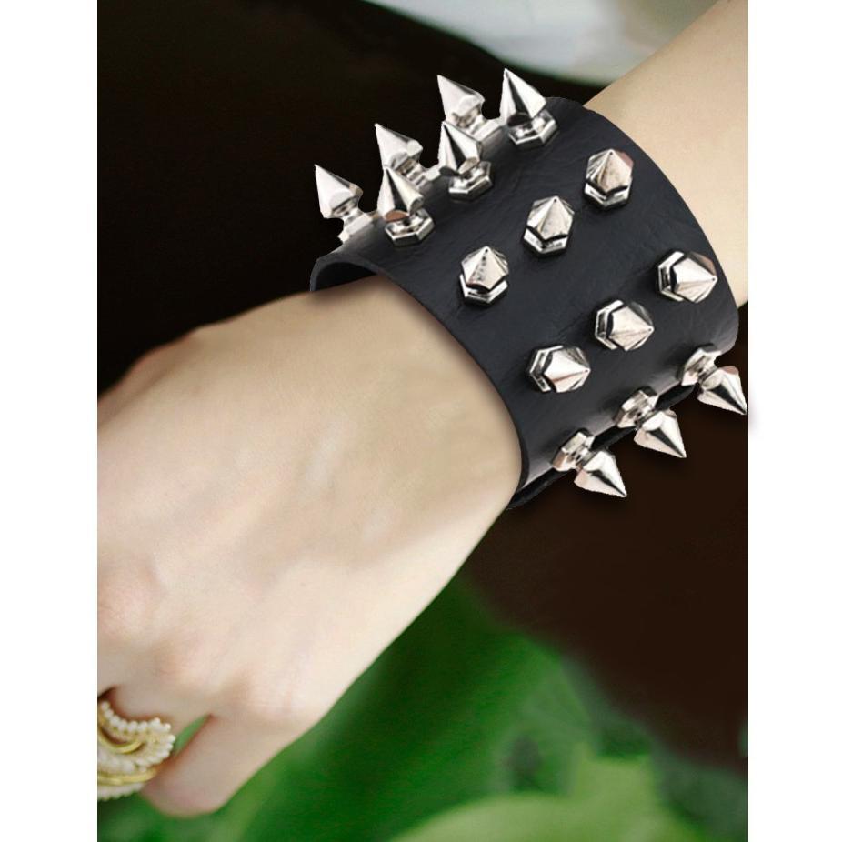 Gelang Duri Punk 3 Baris Bracelet Punk Gelang Punk Rock Gelang Band Metal