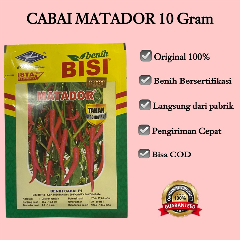 BENIH CABE  BESAR MATADOR BISI KEMASAN 10Gram