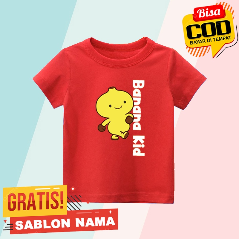Baju Kaos Anak Banana Kids Maizen  / Kaos Anak Laki Laki & Perempuan Custom Nama Banana Kids JJ Mike