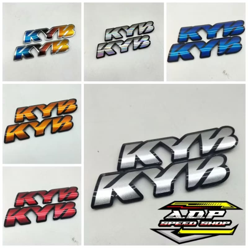 BERKAH MOTOR RACING SHOP STICKER BESI AKRILIK EMBLEM KYB LOGO TIMBUL 3D BUKAN STIKER 1 SET KOMPLKIT 