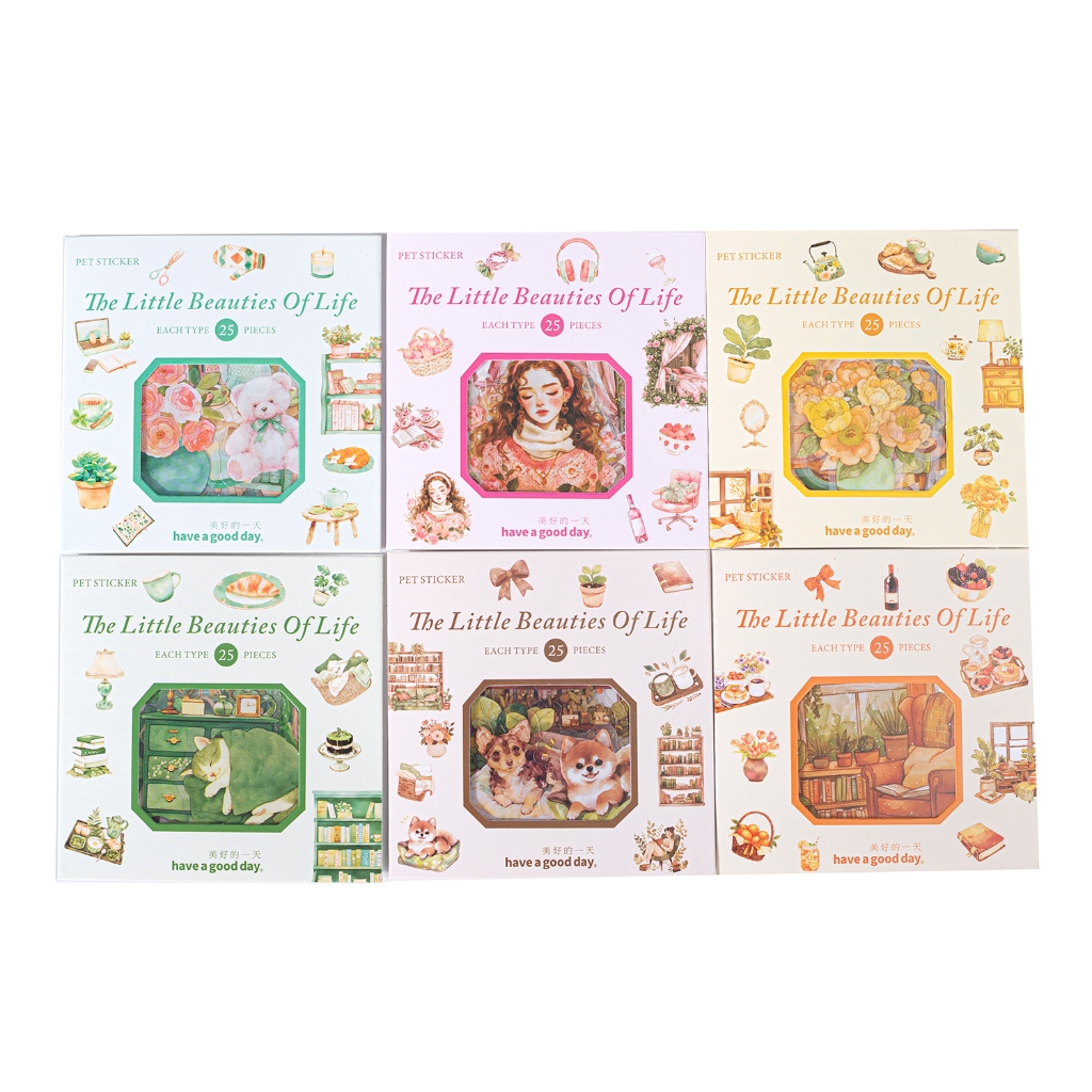 

25pcs Stiker PET Seri Keindahan Kecil Dalam Hidup Dekorasi Buku Pegangan Retro Sederhana Stiker Perekat Diy Journal Scrapbook