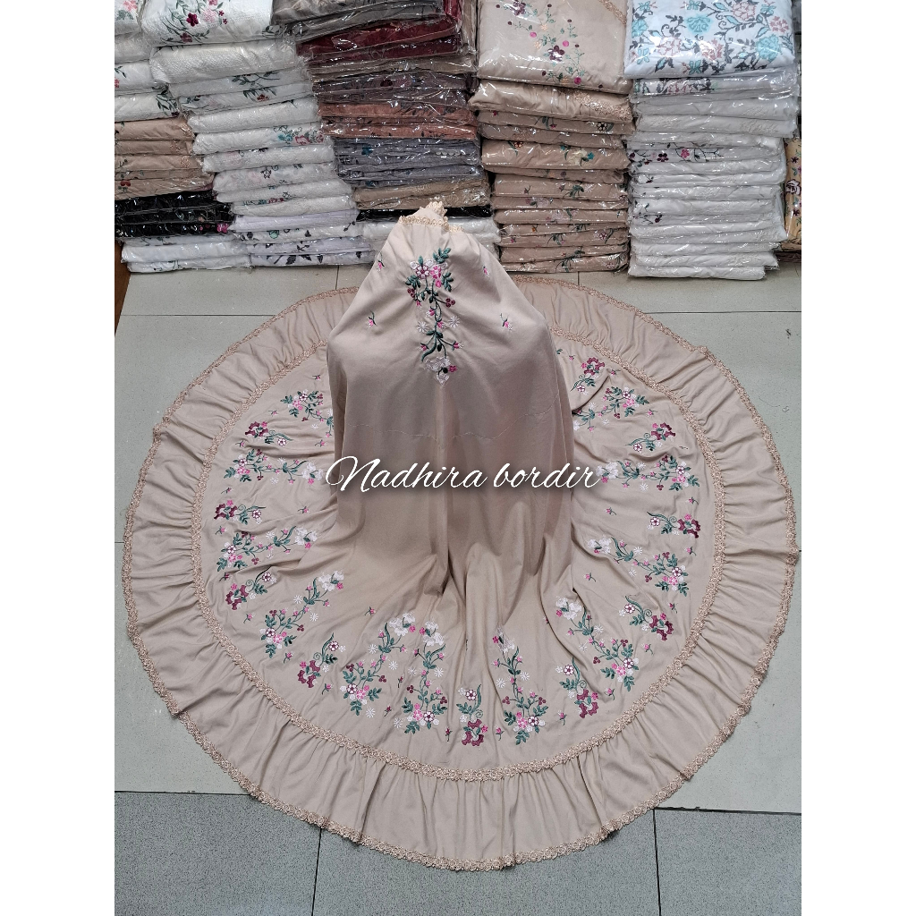 Mukena bordir suji keliling motif terbaru khas bukittinggi jumbo