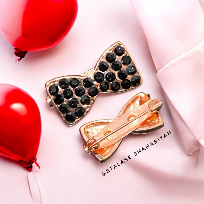 Bros Dagu Rose Gold Hitam Korea Kecil Aksesoris Jilbab Hijab Kerudung Wanita Muslim Muslimah Small B