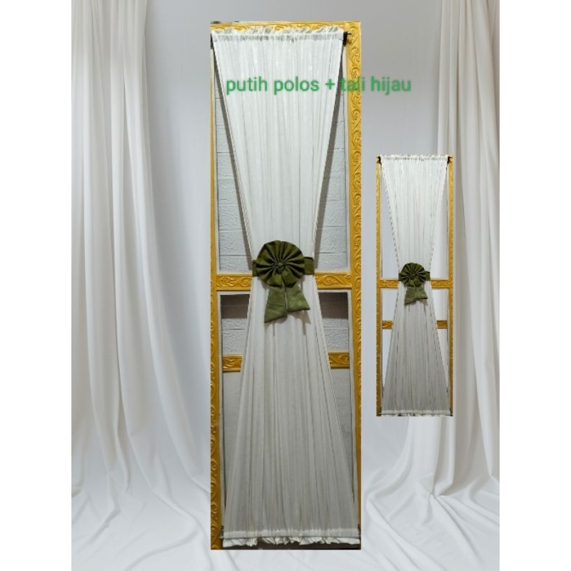 gorden pita kupu-kupu minimalis polos putih+ tali variasi warna