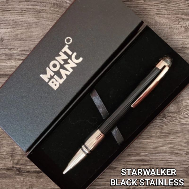 

Pulpen Montbl@nc Starwalker Black Stainless Pen Lengkap Dengan Box Exlusiv