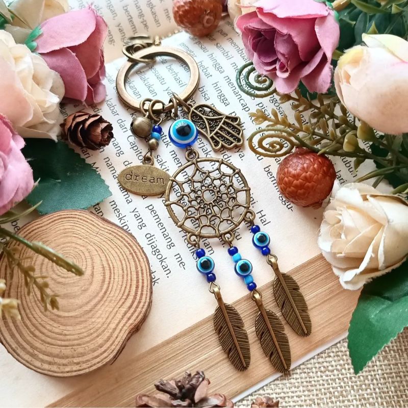 Bagcharm Gantungan Kunci Tas Dreamcatcher Evil Eye Nazar Dream Catcher Bag Charms