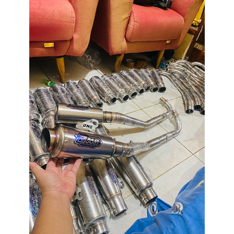 Knalpot bms sleep engine satu set tipe bulat.