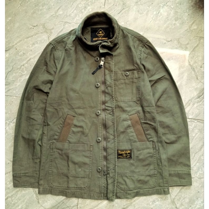 Roadsign Vintage Canvas Parka Utility Jacket - Jaket Unisex Pria Army Military Casual Second Thrift 