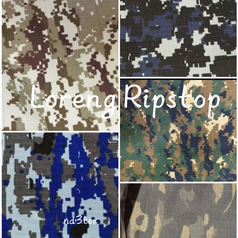 Kain Ripstop Loreng Meteran Tekstur Kotak Kotak