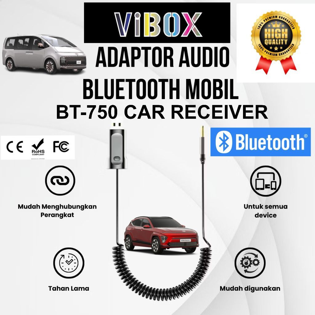 Vibox BT750 2in1 5.0 AUX penerima bluetooth mobil usb ke pemancar bluetooth mobil 3,5 mm untuk adapt