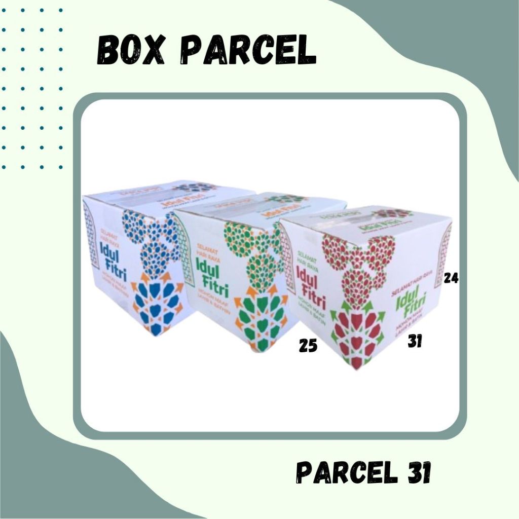 

Box Parcel 31x25x24 Kardus Packing/ Dus Parcel / Box Bingkisan Lebaran/Ied idul Fitri/Paket/Bingkisan sembako/hampers/eid mubarak/Motif