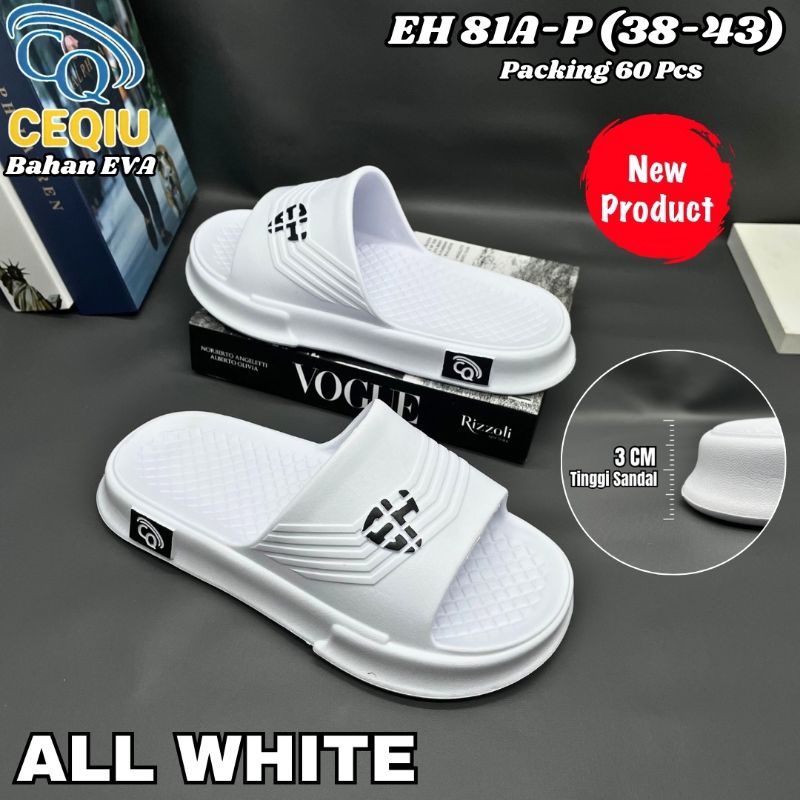 Sandal Slop Dewasa Putih / Sandal Slop Ceqiu EH 81A UK 38-42 / Sandal slop putih terbaru