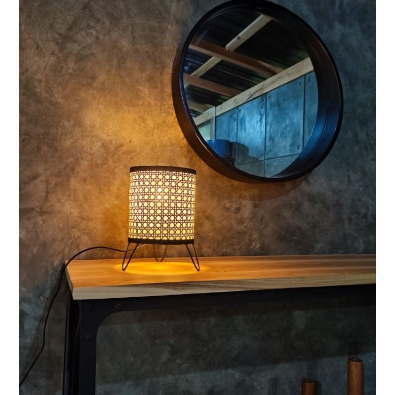 lampu nakas rotan bed side table lamp lampu tidur