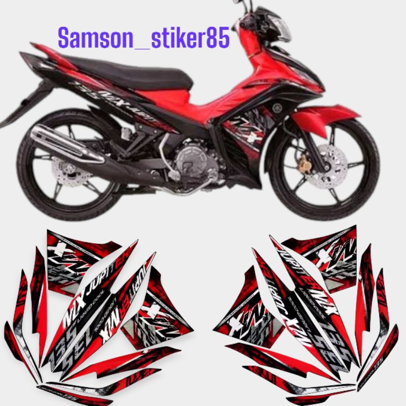 stiker striping lis les bodi motor yamaha jupiter mx 135 2014 mx new hitam merah list berkualitas