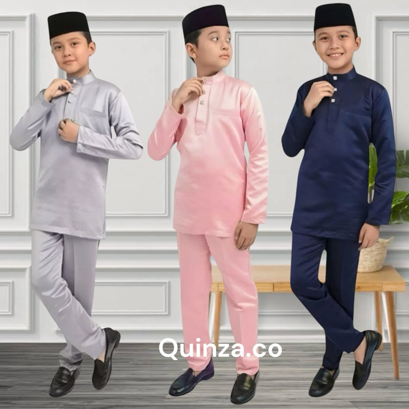 Baju Kurung Melayu Teluk Belanga Anak Laki Laki Setelan Pakaian Koko Muslim Cowok Cekak Musang Adat 