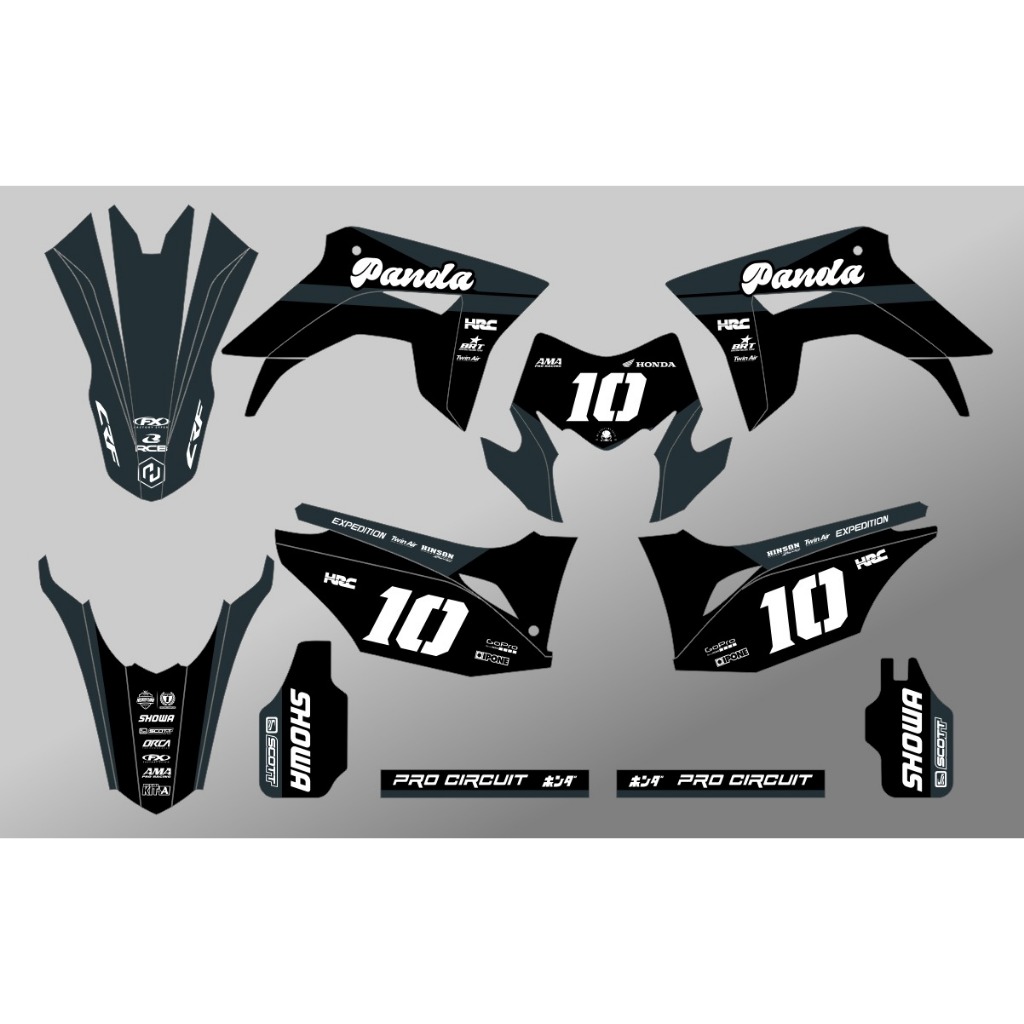 Decal stiker CRF 150L motif simple hitam abu kombinasi putih